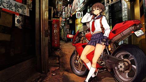 motorcycle girl anime anime girl