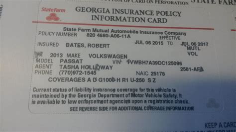 printable state farm insurance card template