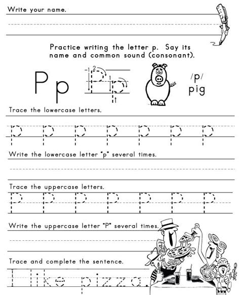 letter p worksheets  kindergarten alphabet worksheets