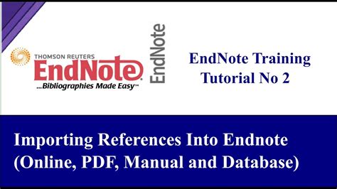 endnote tutorial importing references  endnote   manual databases tutorial