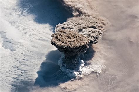 raikoke volcano eruption breathtaking images   international space station