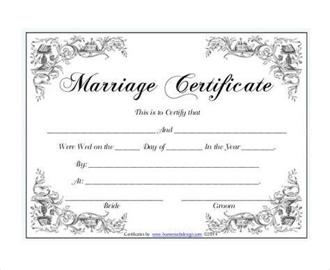 marriage certificate templates  printable word