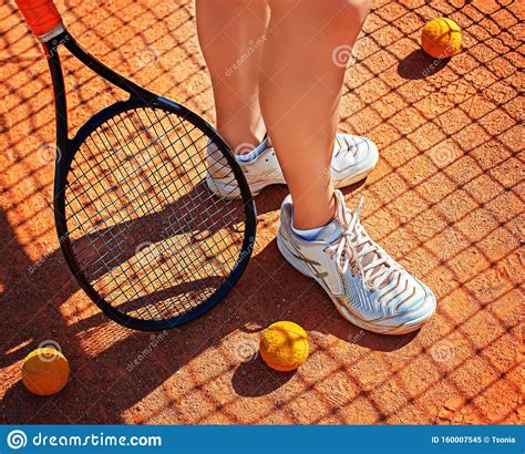 Legs And Racket Of Female Tennis Player Stock Image Image Of Person