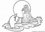 Coloring Mermaid Dolphin Pages Large sketch template