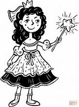Coloring Wand Pages Princess Girl Drawing sketch template