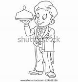 Waiter Holding Dishes Shutterstock sketch template