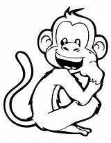 Monkey Cute Outlines Clipart Clip Coloring Pages Designs sketch template