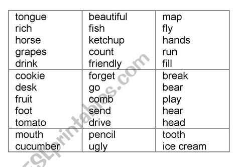 english worksheets pictionary cards