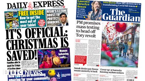 newspaper headlines christmas saved  mass testing promises