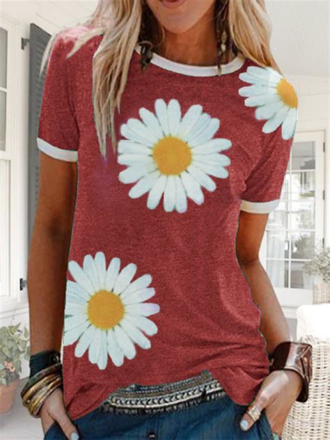 plus size short sleeve daisy casual shirts and tops tops