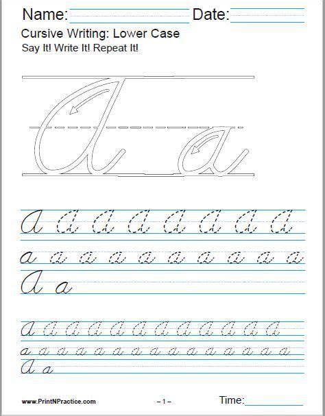 printable cursive writing worksheets   learning  alphabet