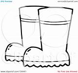 Boots Coloring Clipart Outline Pair Gardening Rain Rubber Royalty Illustration Toon Hit Rf Clipartmag sketch template