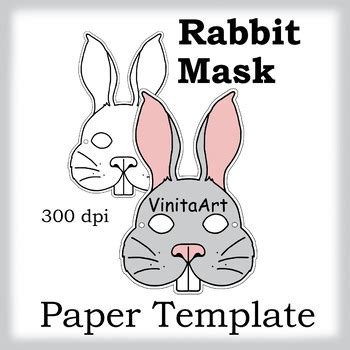 bunny rabbit mask paper mask template animal mask  vinitaart