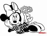 Minnie Coloring Disneyclips Misc Mouse Pages Holding Flower sketch template
