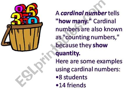 esl english powerpoints cardinal ordinal nominal numbers