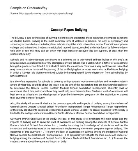 concept paper bullying research paper essay  graduateway