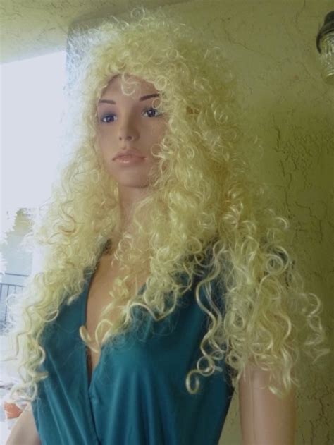 Big Hair 80s Blonde Curly Wig Synthetic Hair Costume