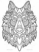Wolf Coloring Book Adults Pages Illustration Vector Graphicriver Adult Drawing Alexanderpokusay Getdrawings Tattoos Mandalas Stress Anti sketch template
