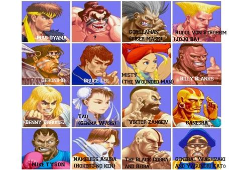 street fighter  characters listed   people  characters  inspired  designs