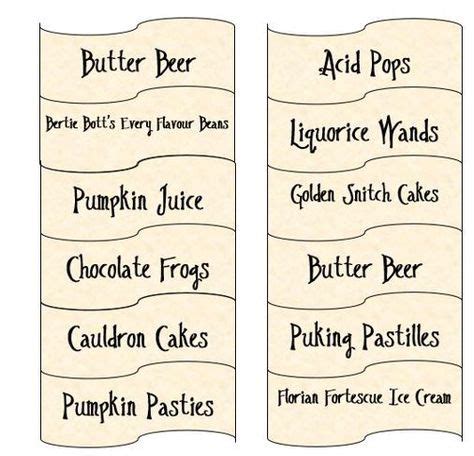 food labels party planning harry potter candy harry potter