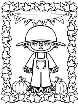 fall fun coloring pages  pre   st grade  pages tpt