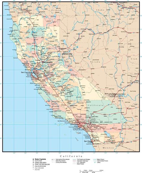california adobe illustrator map  counties cities county seats