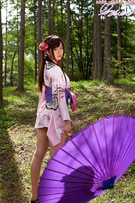 mayumi yamanaka japanese cute idol sexy purple kimono robe in the