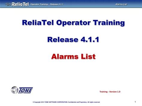 reliatel operator training release  alarms list powerpoint