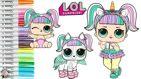 lol surprise dolls coloring book page unicorn family  unipony