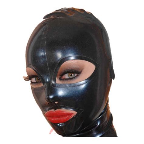 female masks rubble hood anatomical black latex mask