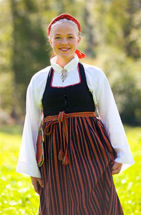bodice skirt and traditional striped woollen apron järvsö hälsingland sweden photo laila