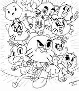 Gumball Coloring Amazing Pages Character Angels Little sketch template