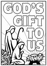 Nativity Coloring Pages Coloring4free Gift Stained Glass Gods Printable sketch template