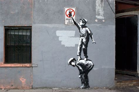 banksy launches  york city street art show  satirical cellphone