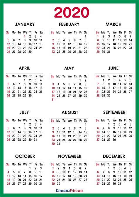 printable  calendar hd green ss calendarzprint
