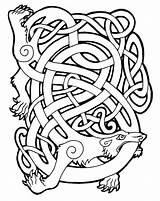 Viking Knot Norse Celts Fenrir Symmetry Knotwork Stylized Fox Nordische Wolf Illustrationer Mythology Triquetra Oseberg Odin Zentangle Keltische Mytologi Ornamente sketch template