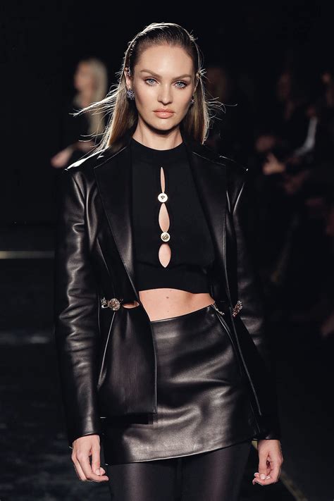 Candice Swanepoel Attends Versace Pre Fall 2019 Leather