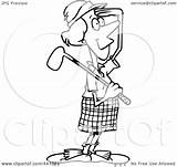 Golfer Female Clip Outline Cartoon Viewing Illustration Royalty Toonaday Rf Regarding Notes sketch template