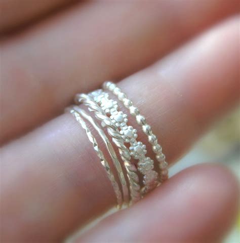 stacking rings five set of 5 sterling silver stacking rings etsy