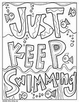 Encouragement Testing Coloring Pages Swimming Keep Just Doodles Classroom Quote Kids Board Printable Sheets Doodle Ocean Printables Inspirational Bulletin Classroomdoodles sketch template