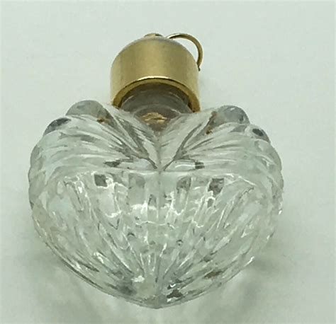 vintage crystal glass heart shaped miniature perfume bottle pendant