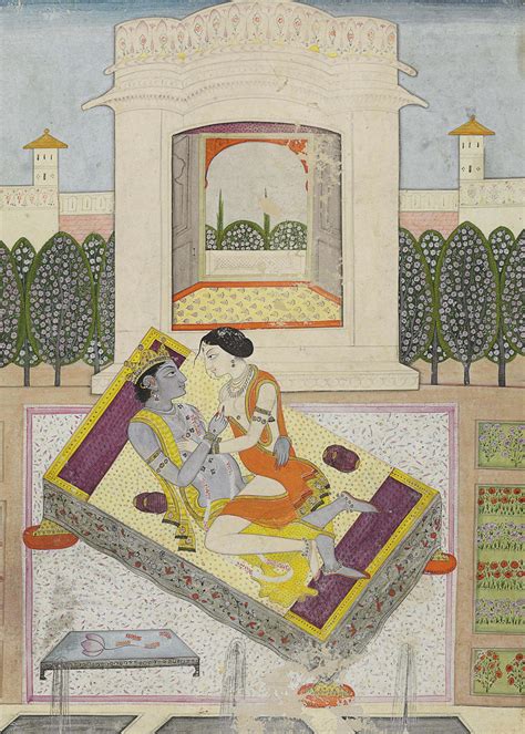 Krishna And Radha Locked In An Amorous Embrace North