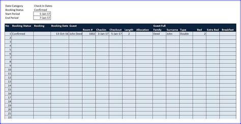 booking  reservation calendar excel template   calendar printable