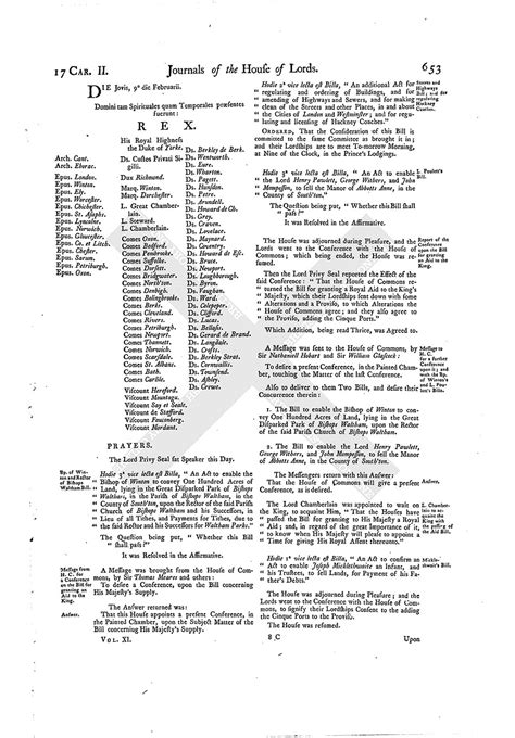 house of lords journal volume 11 9 february 1665 british history online