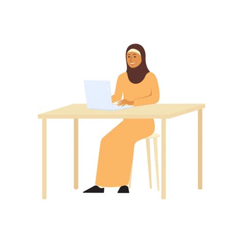 muslim or arabic business woman in the hijab working at