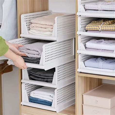 buy set   stackable foldable wardrobe storage box organizer easy