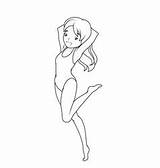 Girl Coloring Swimsuit Pages Cute Vector Book Cartoon Vectors Little sketch template