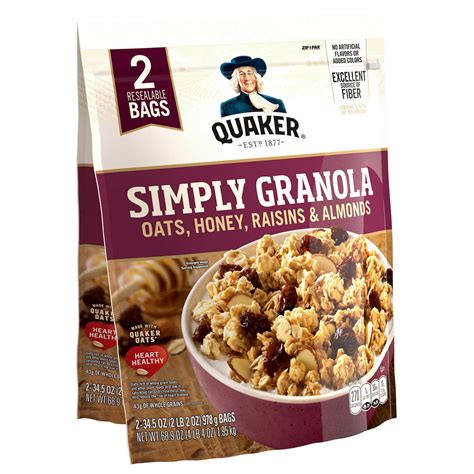 quaker simply granola  oz  count oats honey raisins almonds ebay