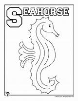 Alphabet Seahorse Woojr sketch template