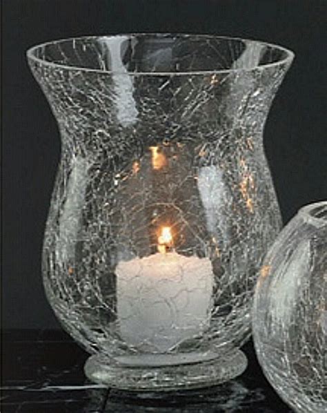 4 75 Crackle Glass Hurricane Candle Holders Set Of 6